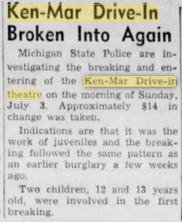 Ken-Mar Drive-In Theatre - 25 AUG 1955 ROBBERY